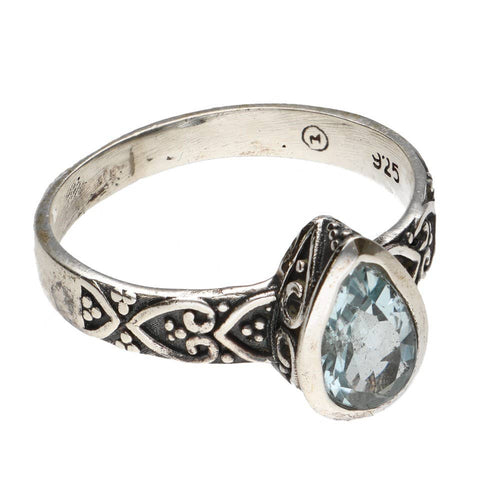 Anillo Bohemio de Topacio Azul en Plata de Ley 925